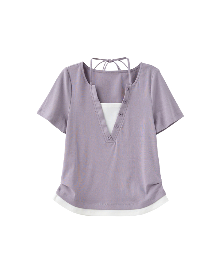 DITA V領綁帶修身T-SHIRT