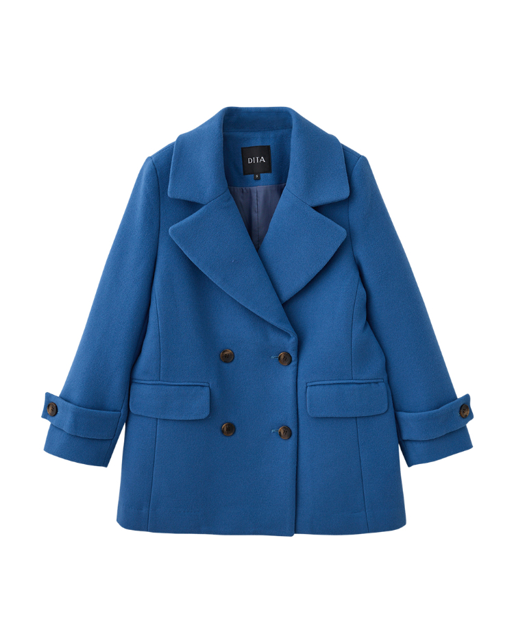 DITA中長版雙排扣毛料外套