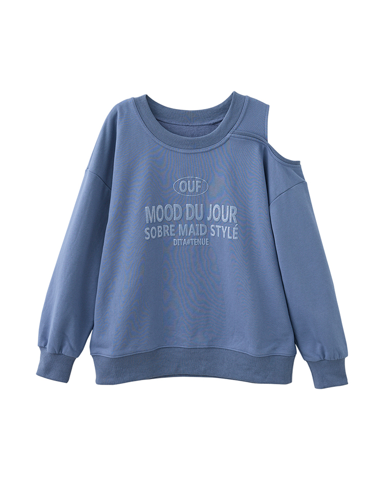 DITA不對稱小露肩大學T