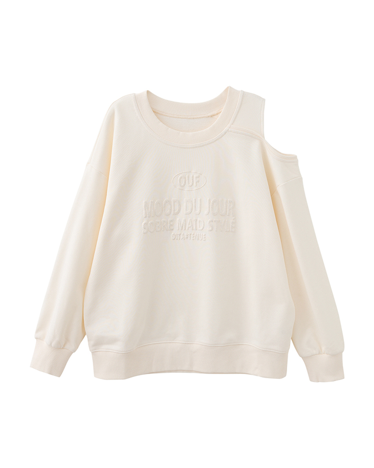 DITA不對稱小露肩大學T