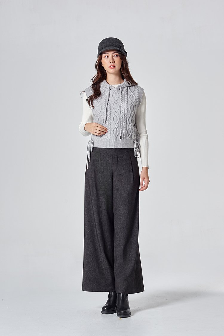 DITA質感花灰西裝寬褲