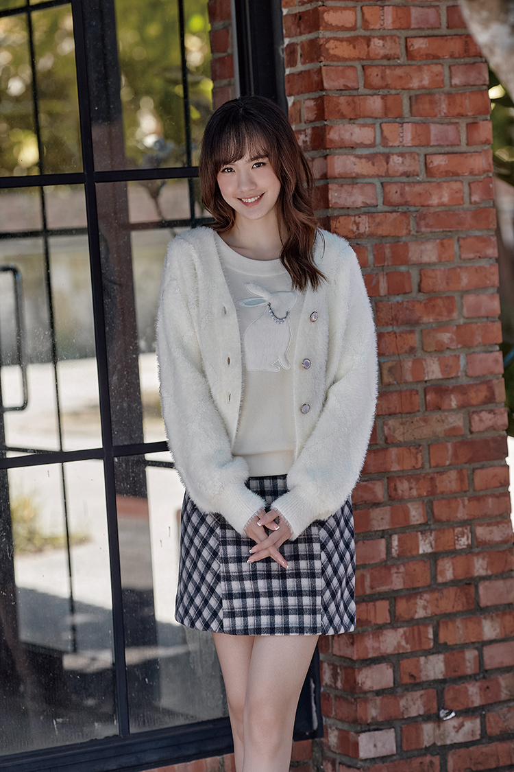DITA日系格紋毛料A字短裙