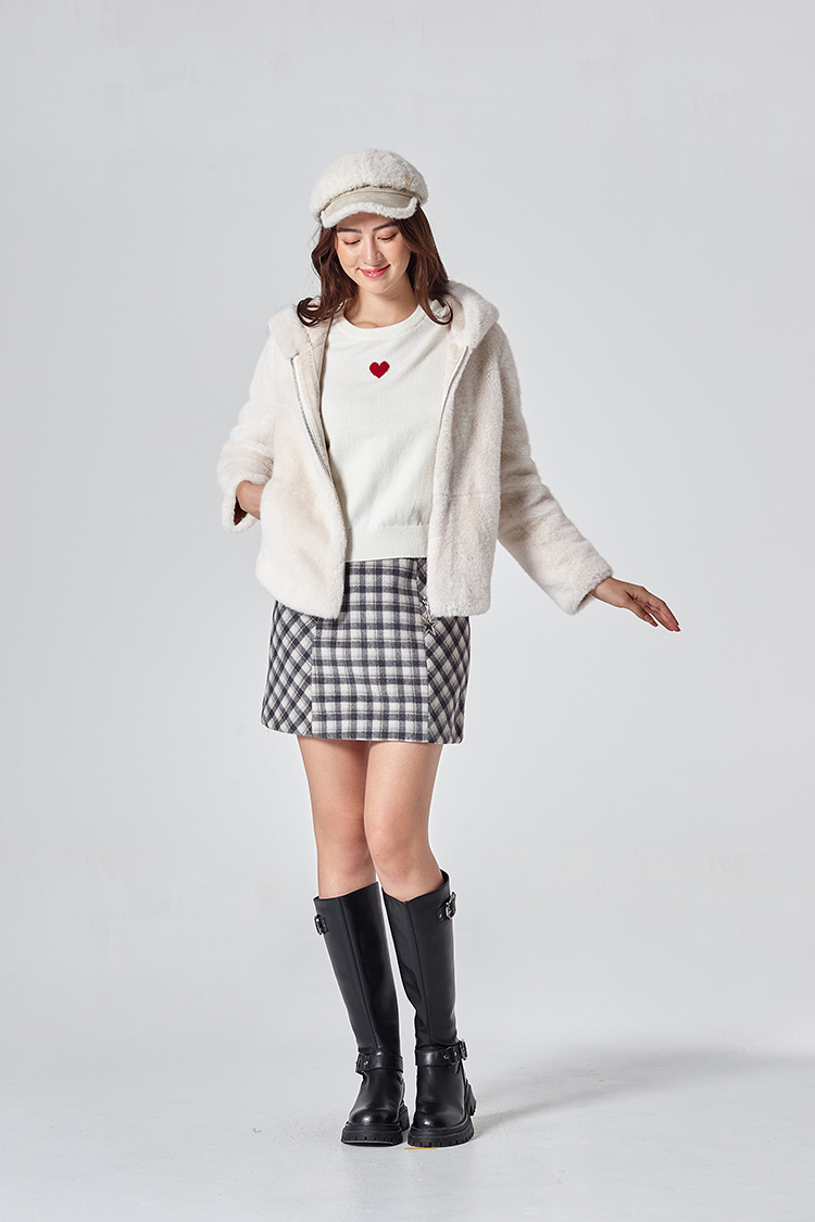 DITA日系格紋毛料A字短裙