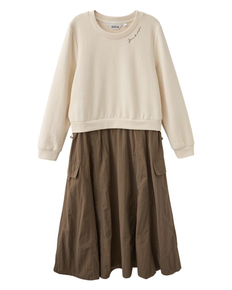 DITA假兩件大學T拼接洋裝