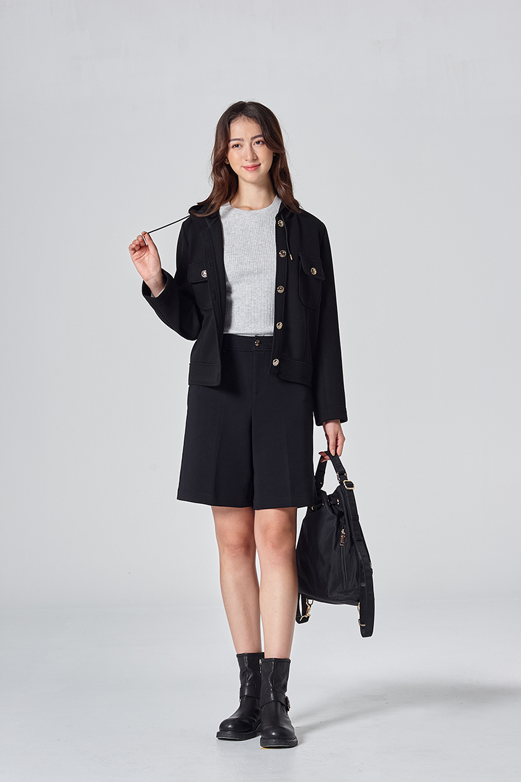 DITA優雅扣式短版皮革外套