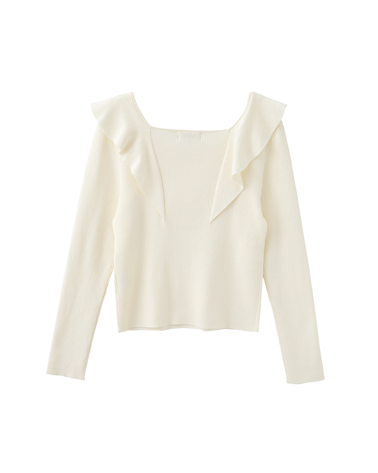 DITA甜美荷葉領針織上衣