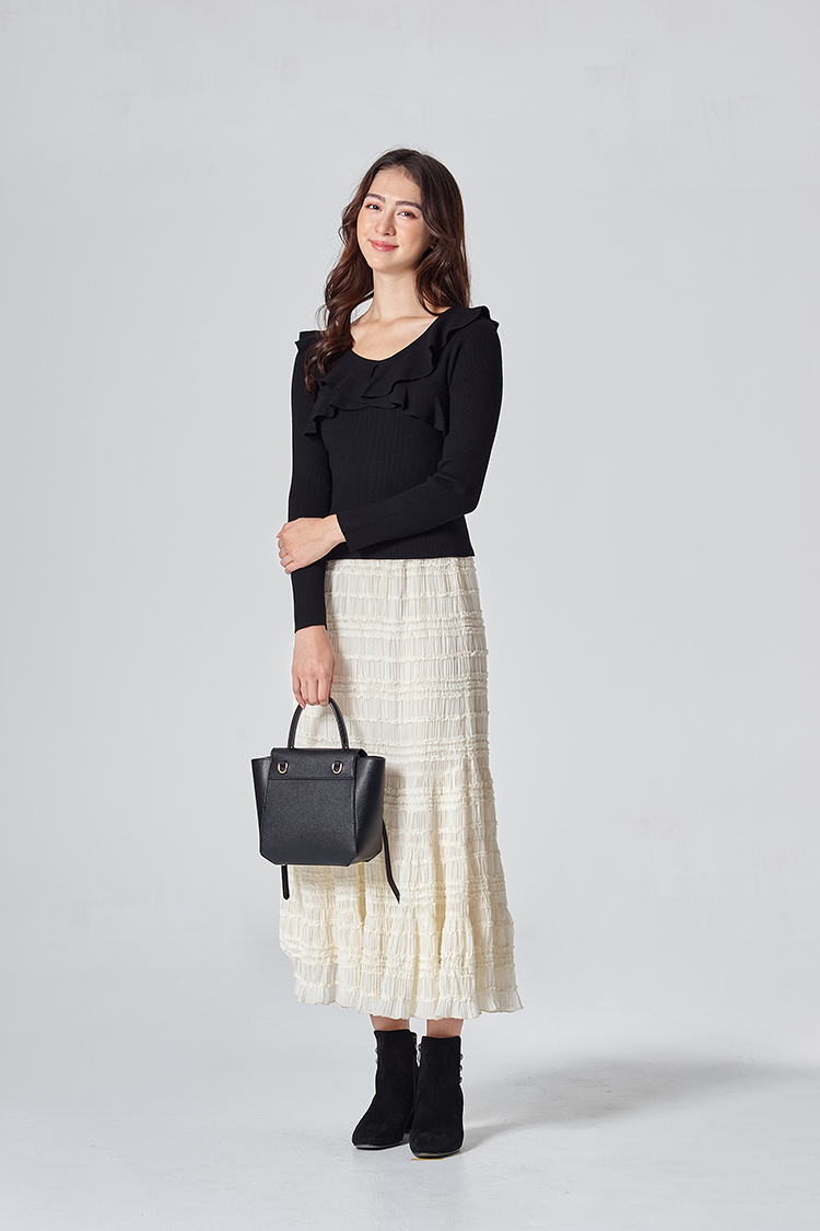 DITA甜美荷葉領針織上衣