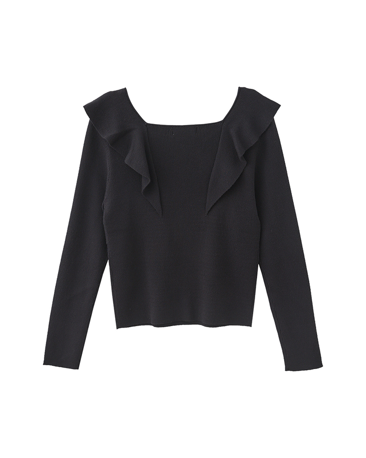 DITA甜美荷葉領針織上衣