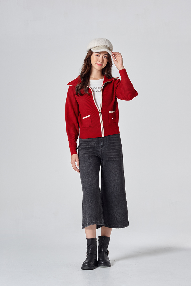 DITA韓系大領片針織外套