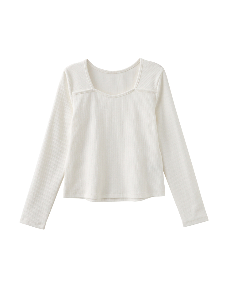 DITA簡約修身桃型領上衣