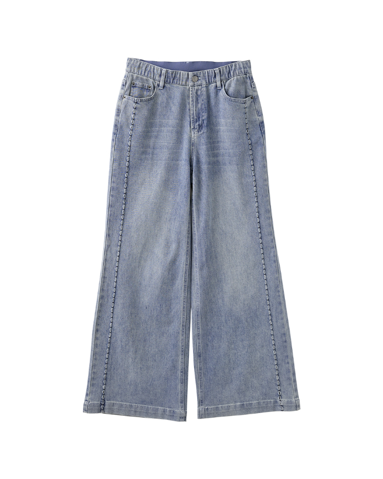 DITA特殊縫線牛仔寬褲