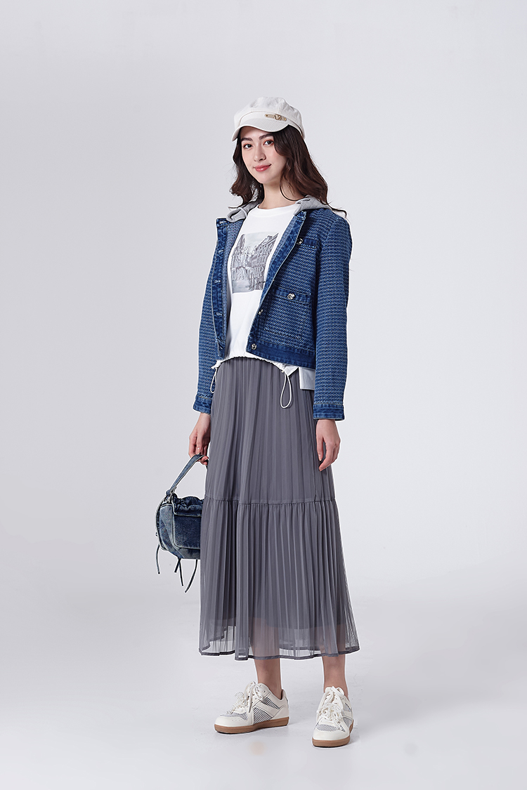 DITA個性刷紋牛仔拼接外套