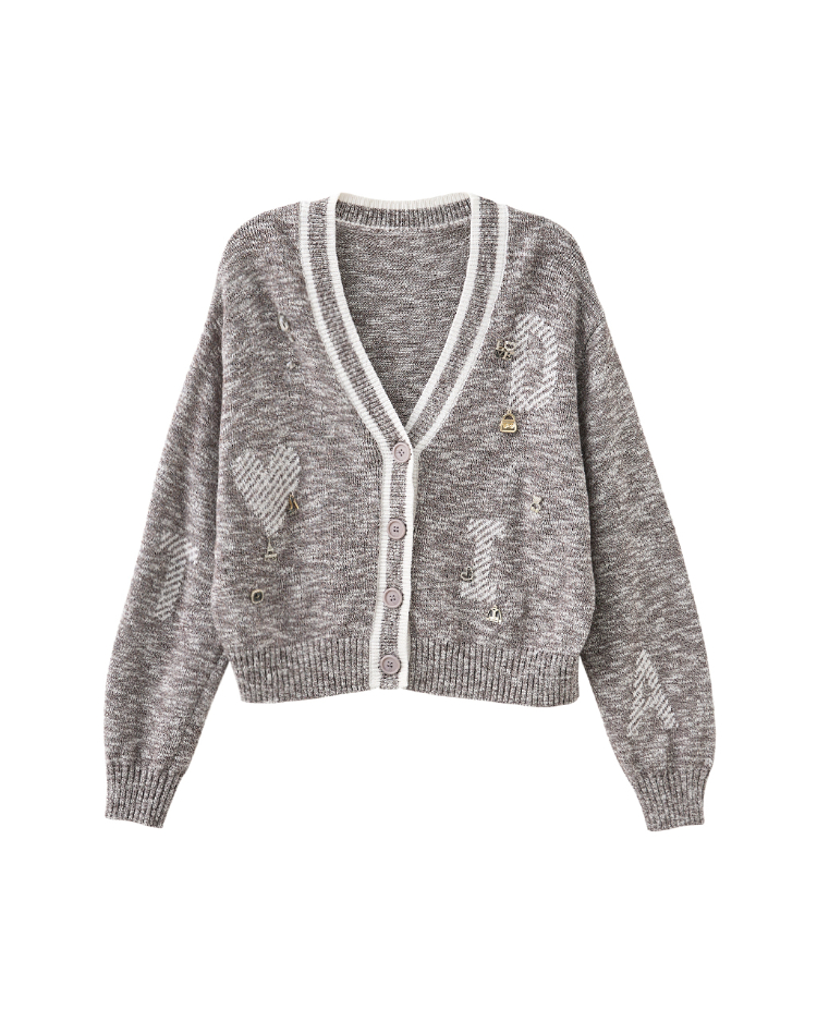 DITA學院風造型縫飾針織外套