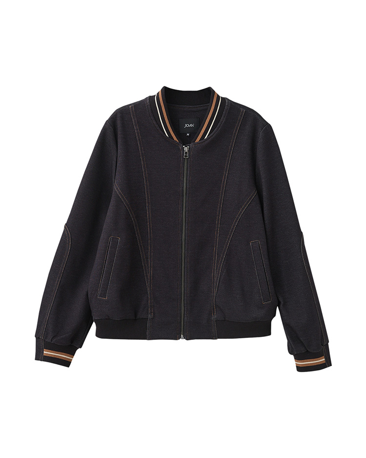 JOAN仿牛仔彈性棒球領外套