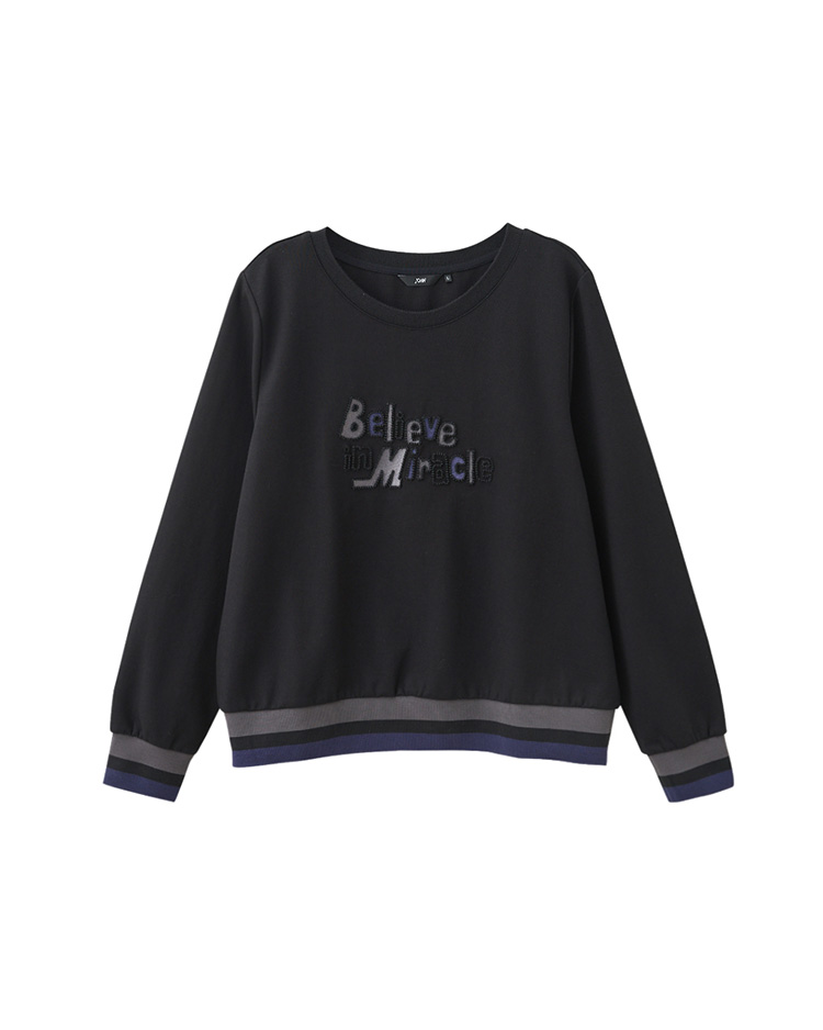 JOAN層次配色電繡邊框標語T恤