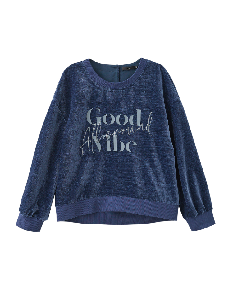 JOAN Good Vibe質感絨面印花上衣