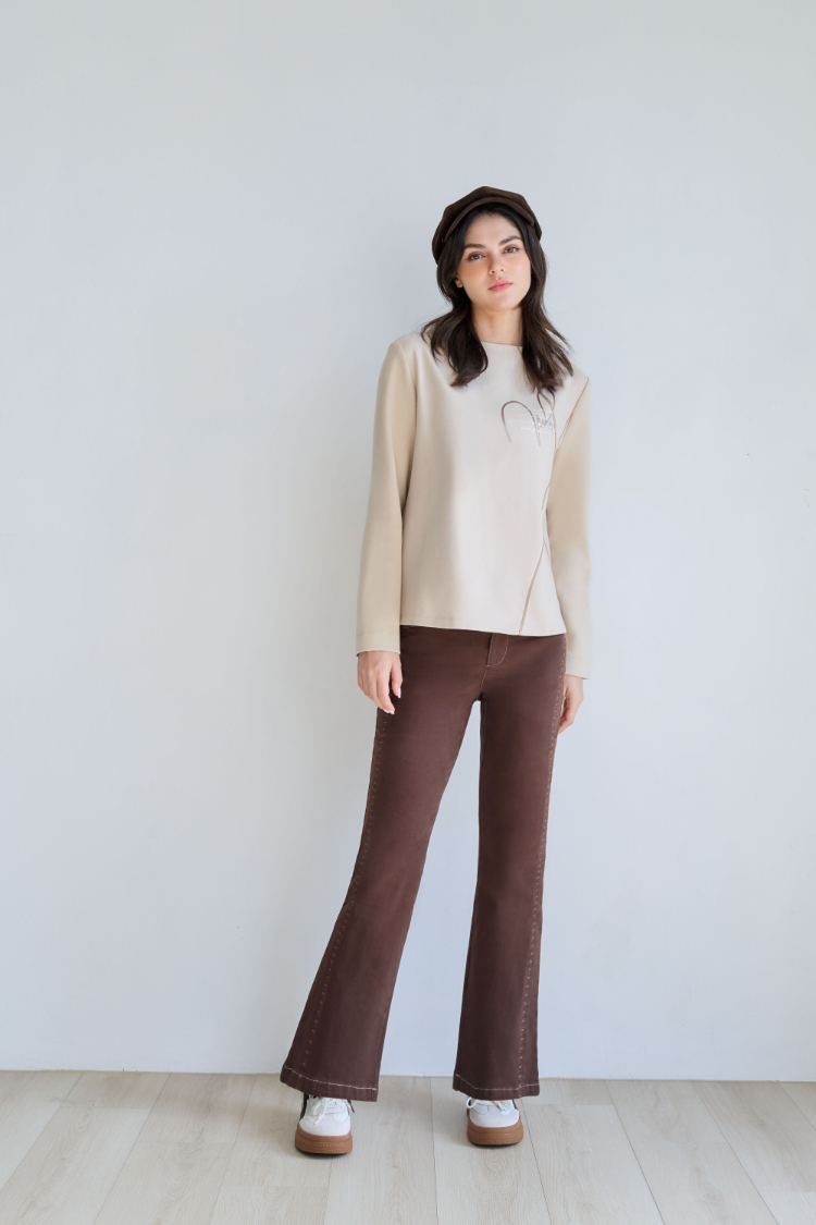 JOAN跳色打劫車線9分喇叭褲