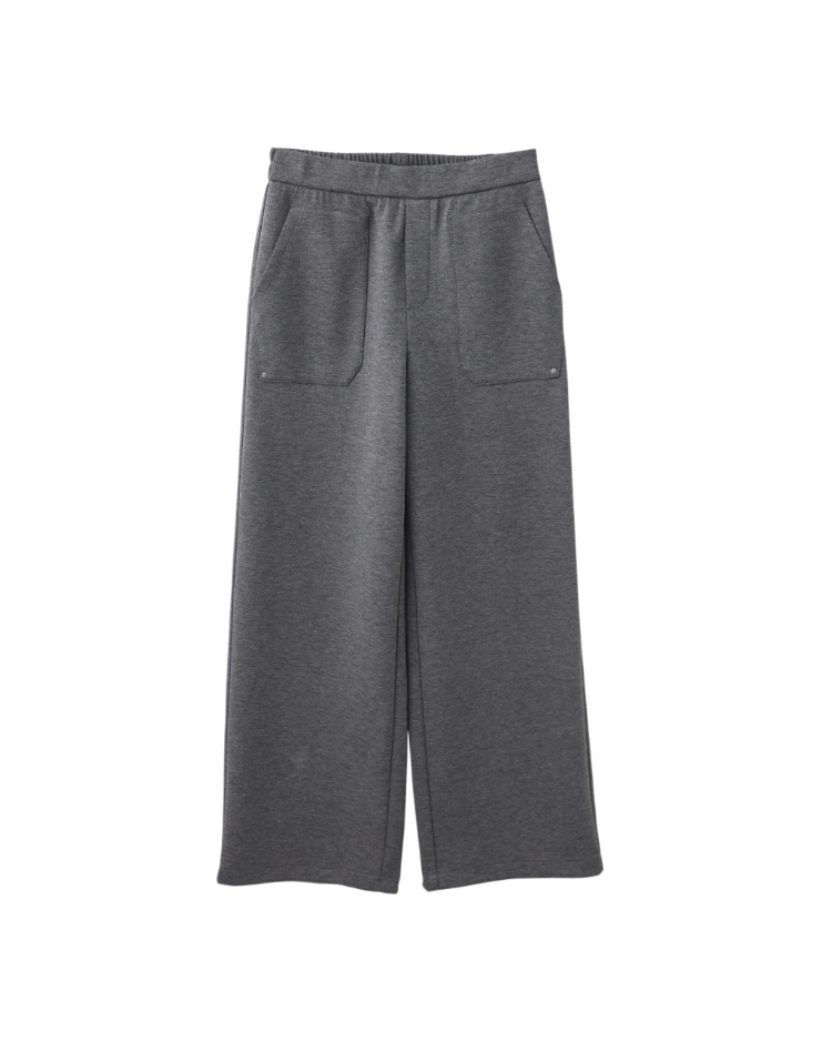 JOAN褲腳抽繩彈性直筒寬褲