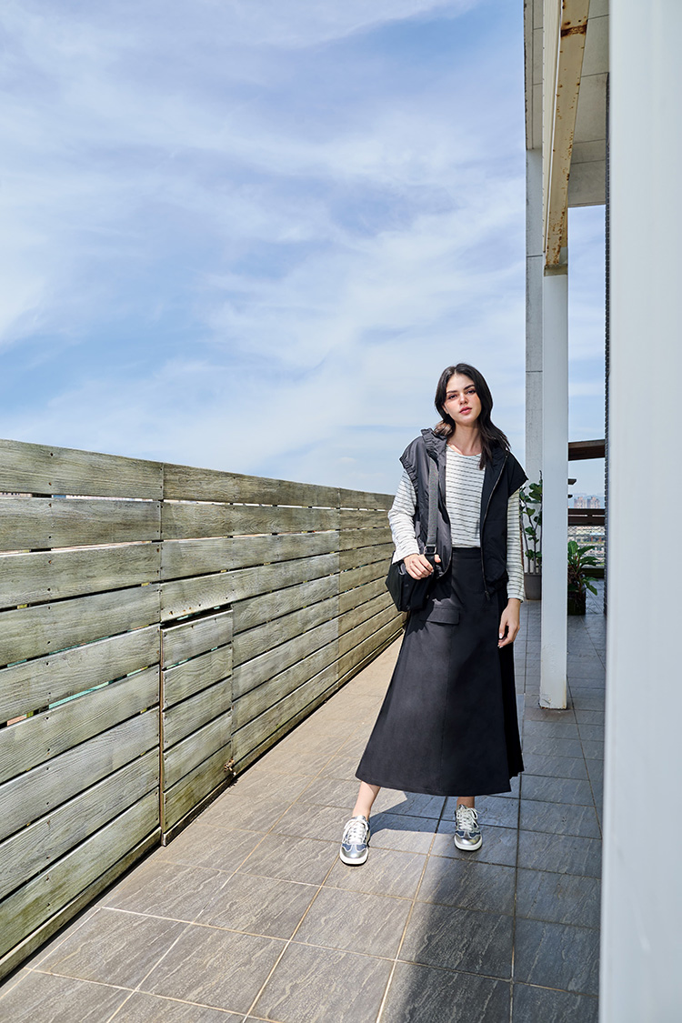 JOAN個性拼接不對稱長裙