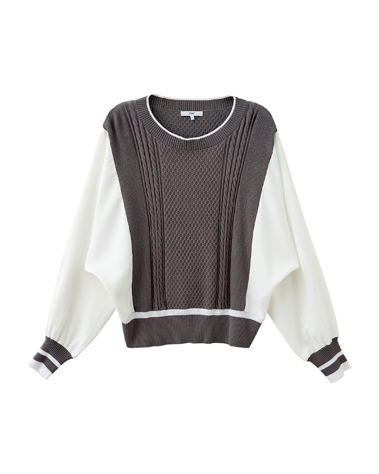 JOAN針平織拼接造型連袖上衣