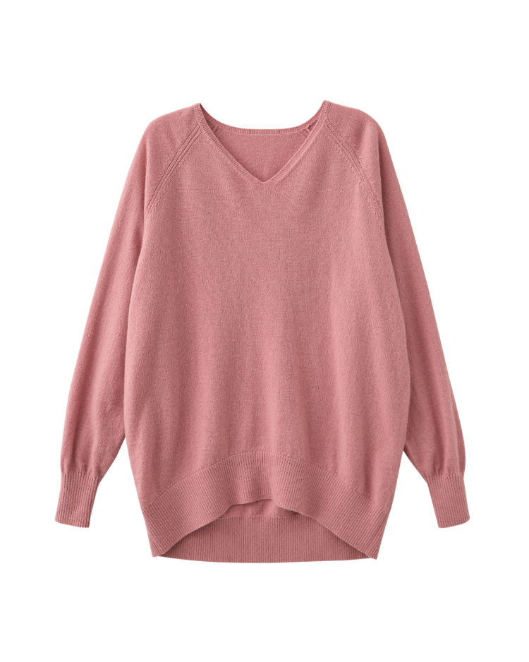 JOAN Cashmere中長版V領柔軟針織衫