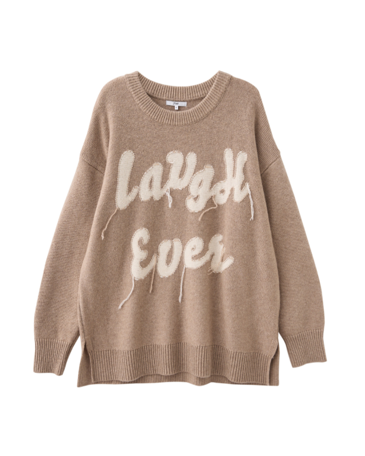 JOAN刺繡拼貼感落肩針織上衣