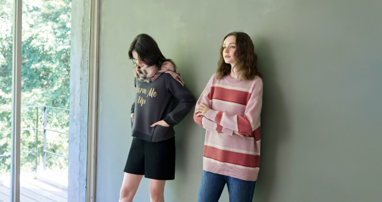 JOAN羊毛混紡寬條紋針織毛衣