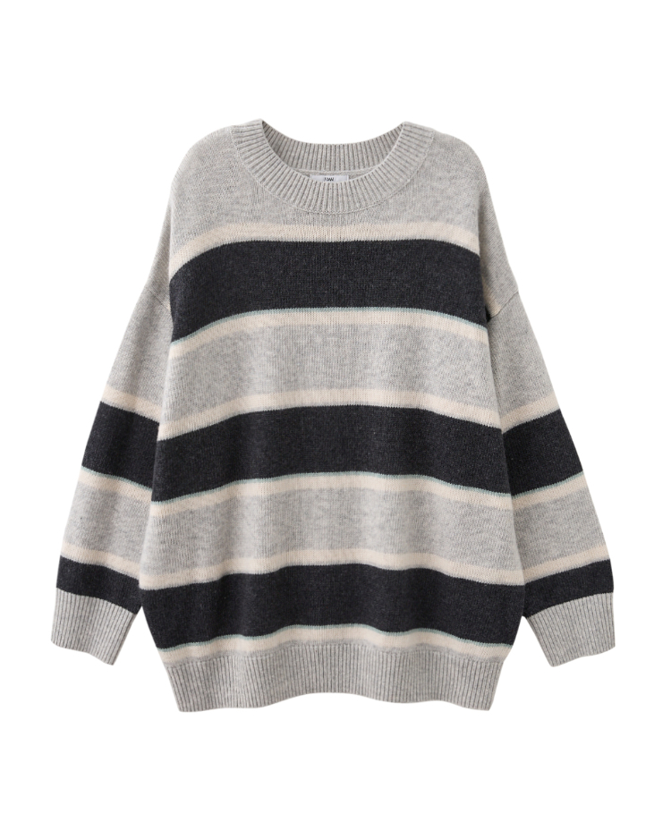 JOAN羊毛混紡寬條紋針織毛衣