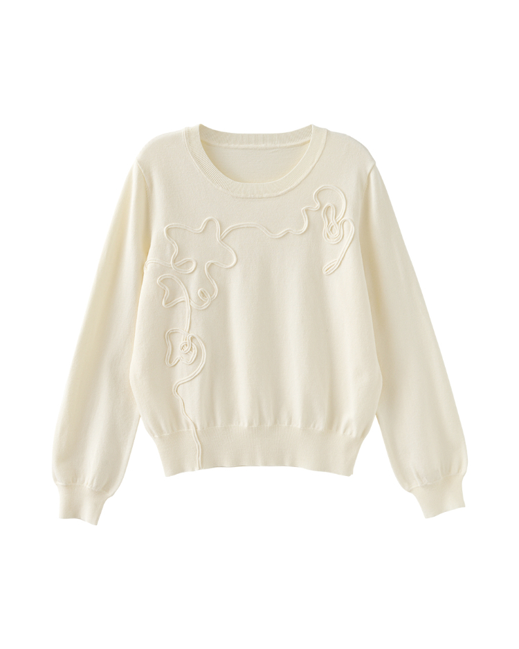 JOAN立體線條花語針織上衣