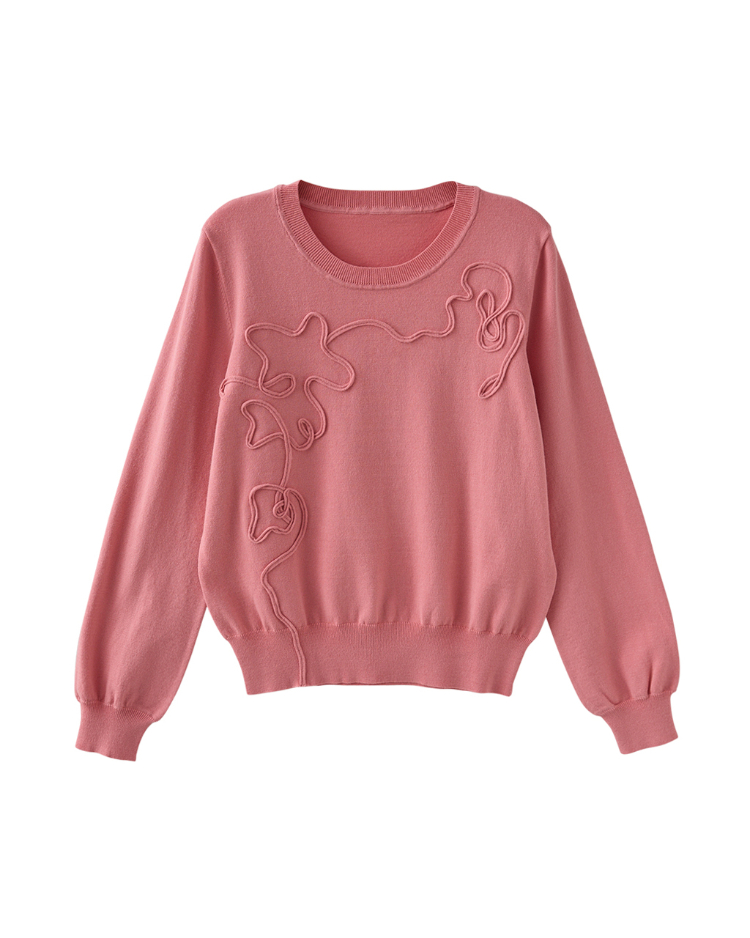 JOAN立體線條花語針織上衣