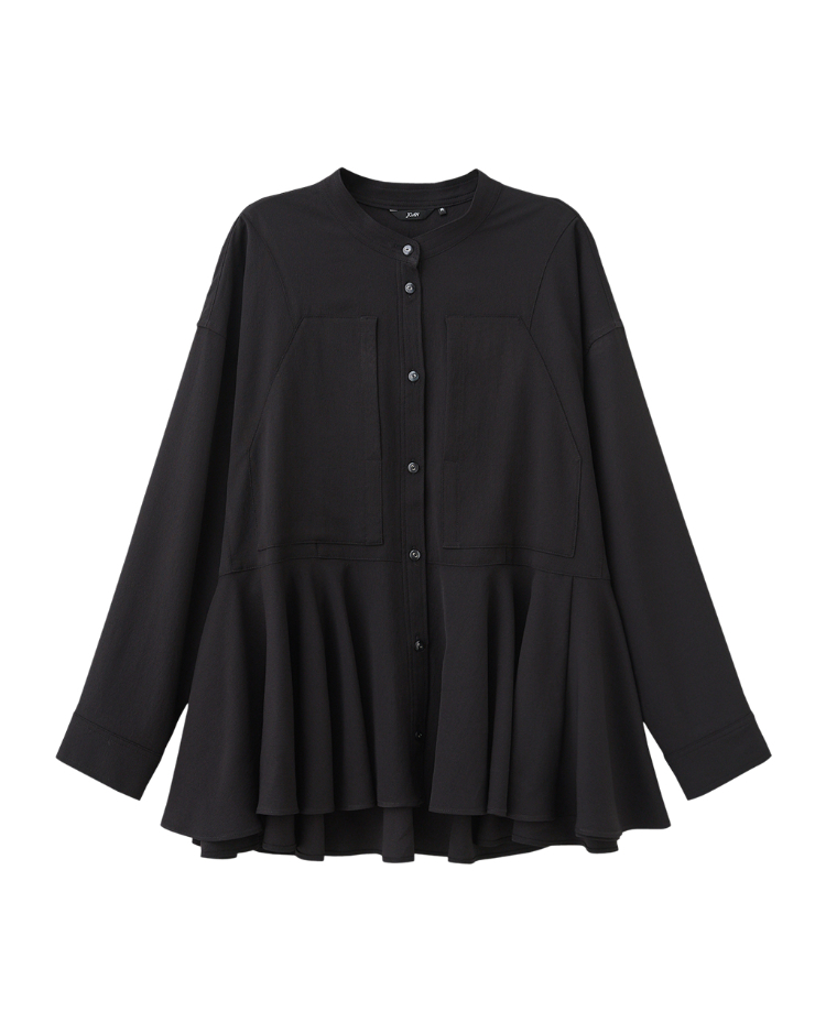 DENOVO優雅大口袋散擺襯衫上衣