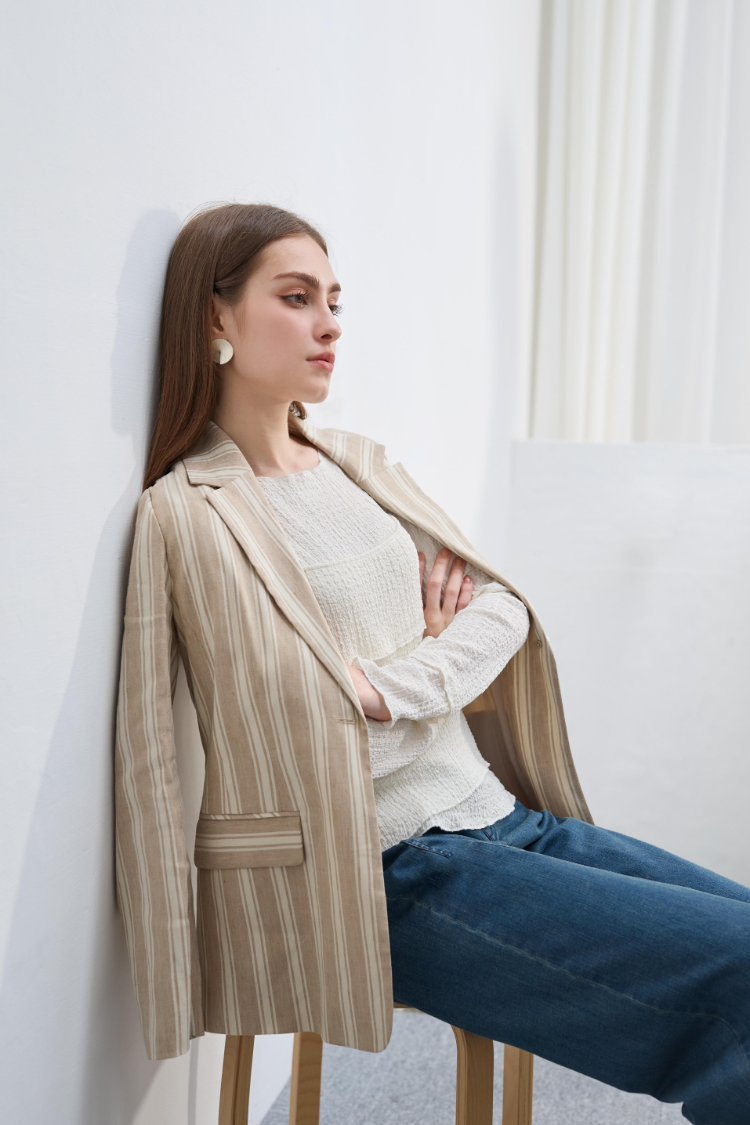 DENOVO抓皺馬甲層次兩件式彈性上衣