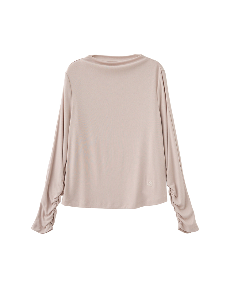 DENOVO柔滑親膚皺褶設計彈性上衣