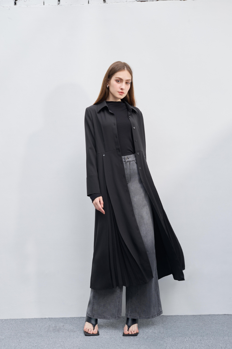 DENOVO柔滑親膚皺褶設計彈性上衣