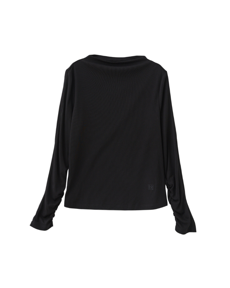 DENOVO柔滑親膚皺褶設計彈性上衣