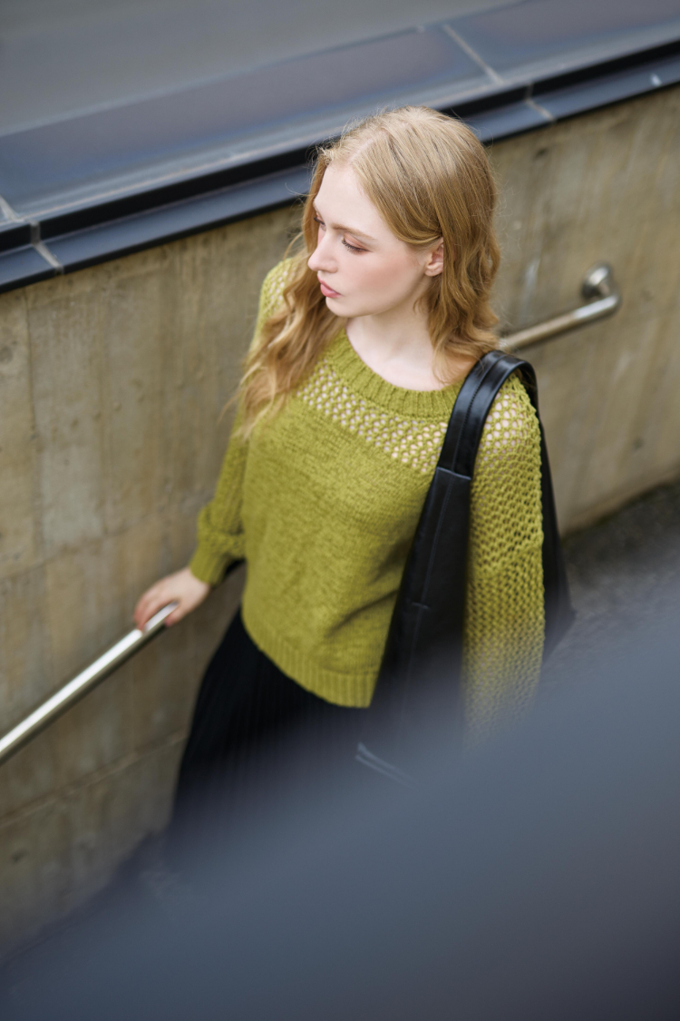 DENOVO粗針簍空寬鬆針織毛衣