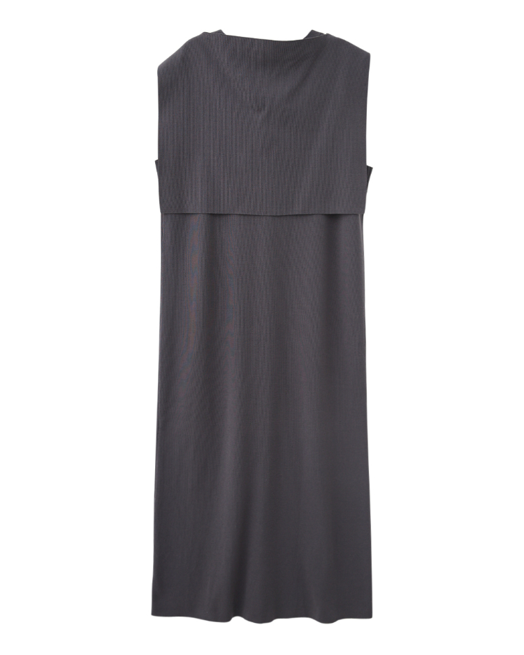 DENOVOV領針織排釦洋裝(附針織披肩)